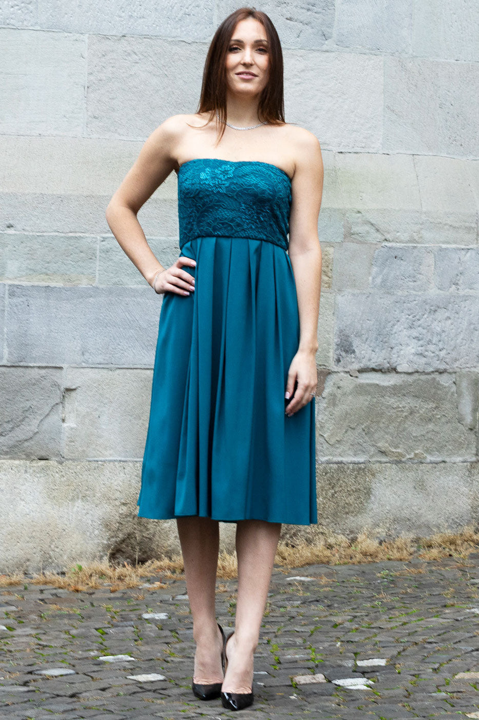 abendkleid-sissi-petrol-zuerich-02 Cocktailkleid Sissi – Petrol – Graf von Matt – Las Perlitas Zürich – Ansicht 2