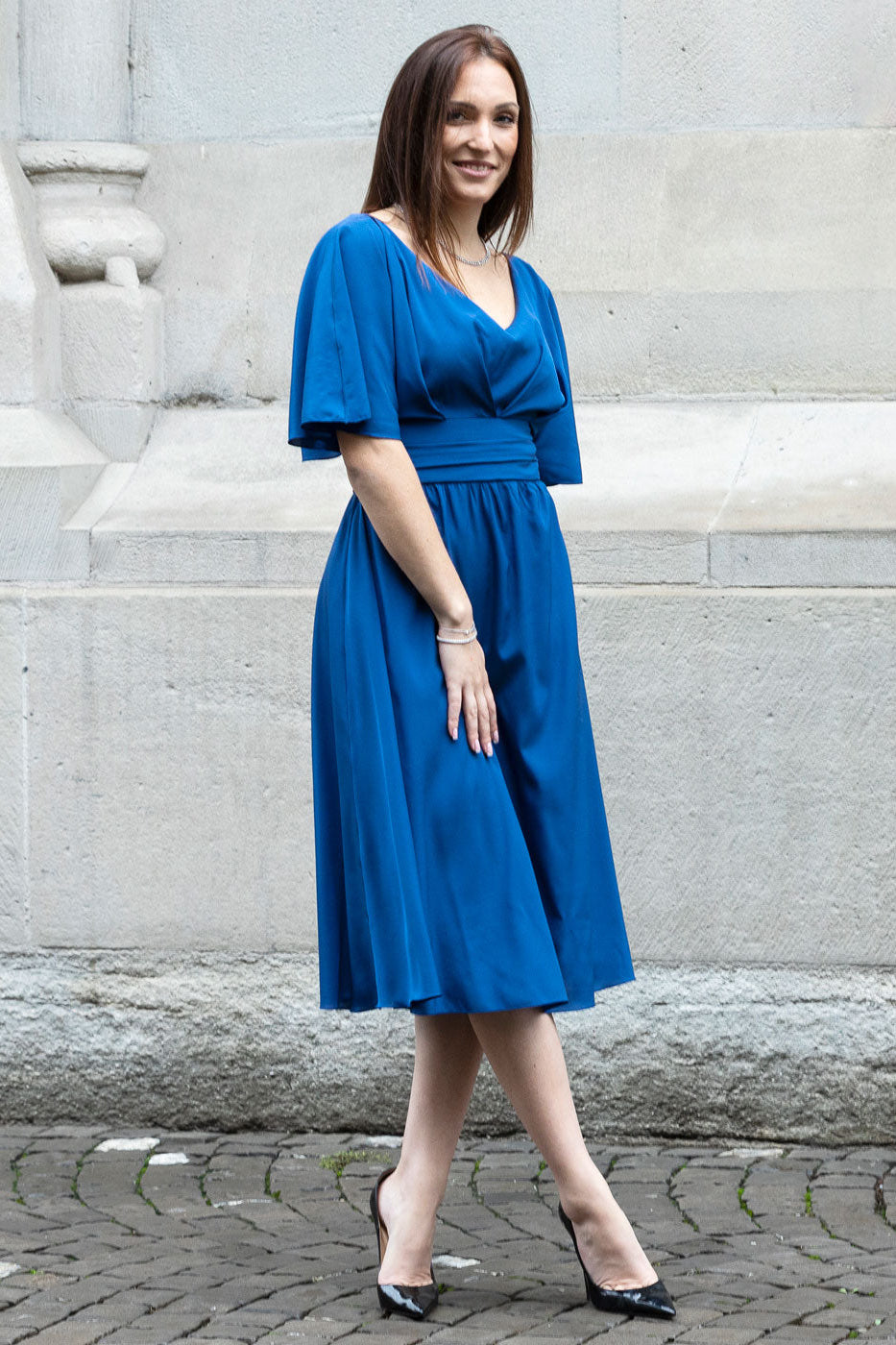 Cocktailkleid Stella – Blau – Graf von Matt – Las Perlitas Zürich – Ansicht 4