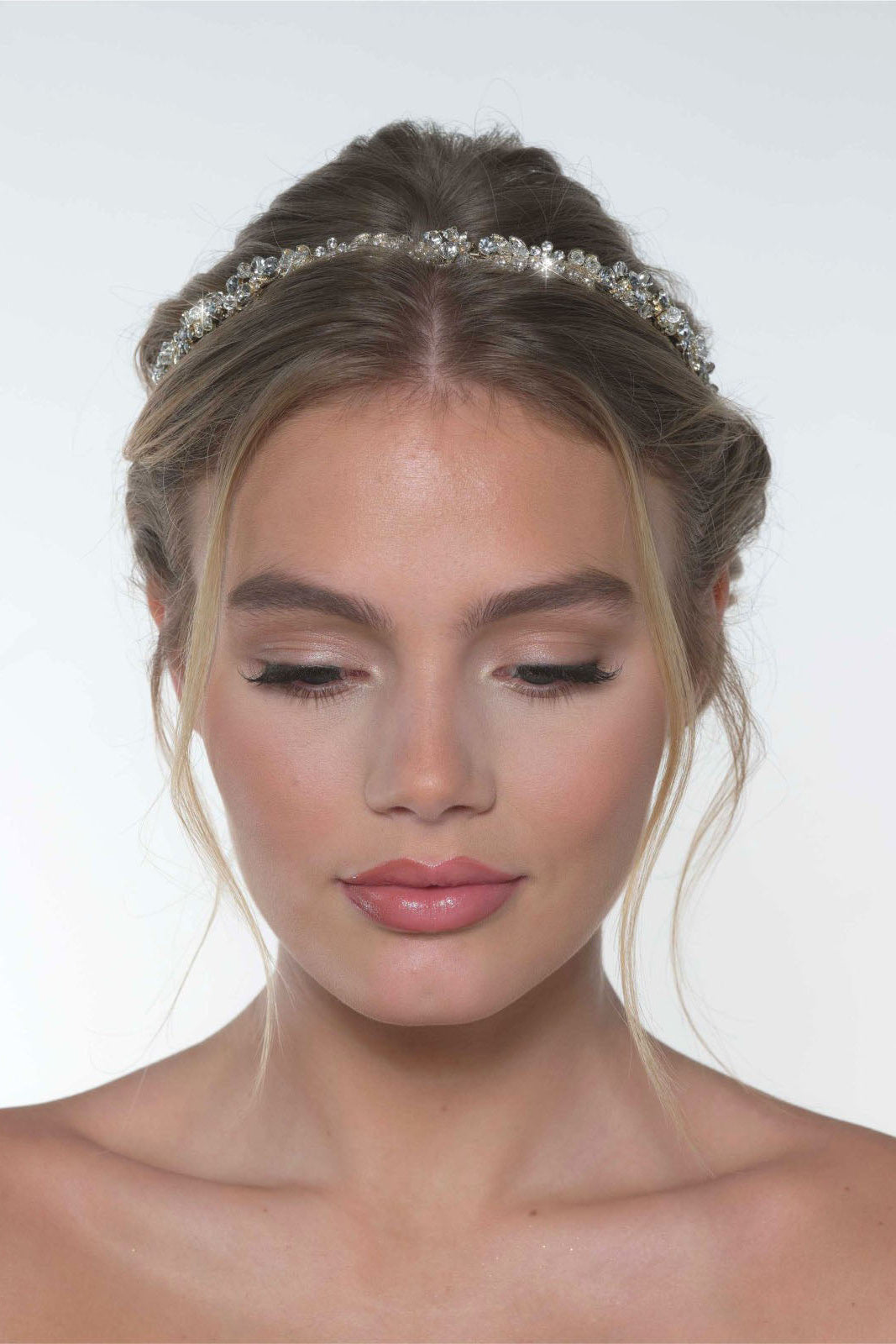 Braut-Tiara mit Kristallen – Gold – Las Perlitas Zürich – Ansicht 4
