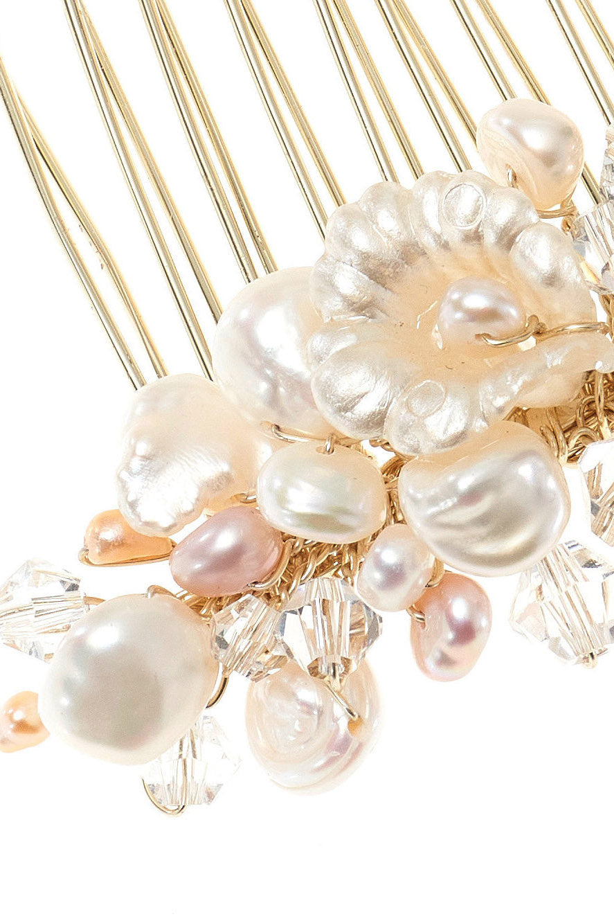 haarschmuck-braut-rosa-champagne-zuerich-03 Braut-Haarschmuck mit Blättern & Perlen – Rosegold – Las Perlitas Zürich – Ansicht 3