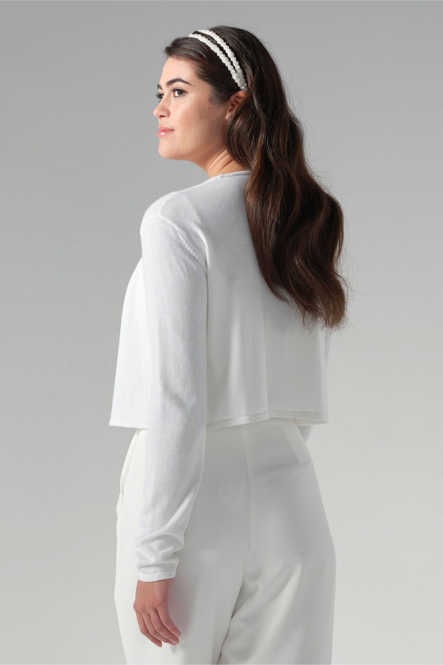 Hochzeits-Cardigan kurz – Weiss – Las Perlitas Zürich – Ansicht 2