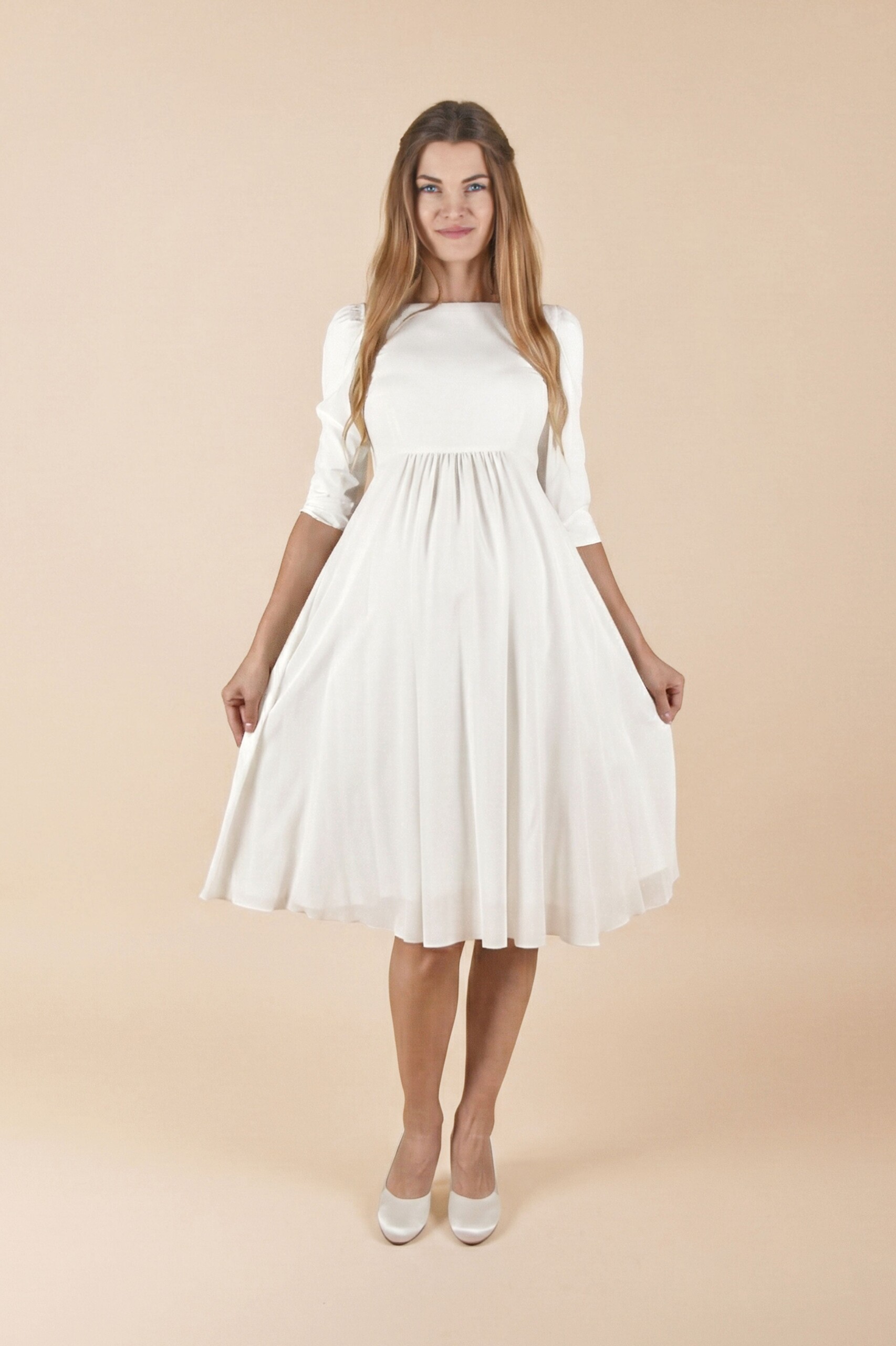 umstands-hochzeitskleid-beverly-kurz-elfenbein-zuerich-01 Umstandshochzeitskleid Beverly kurz – Ivory – Las Perlitas Atelier – Las Perlitas Zürich