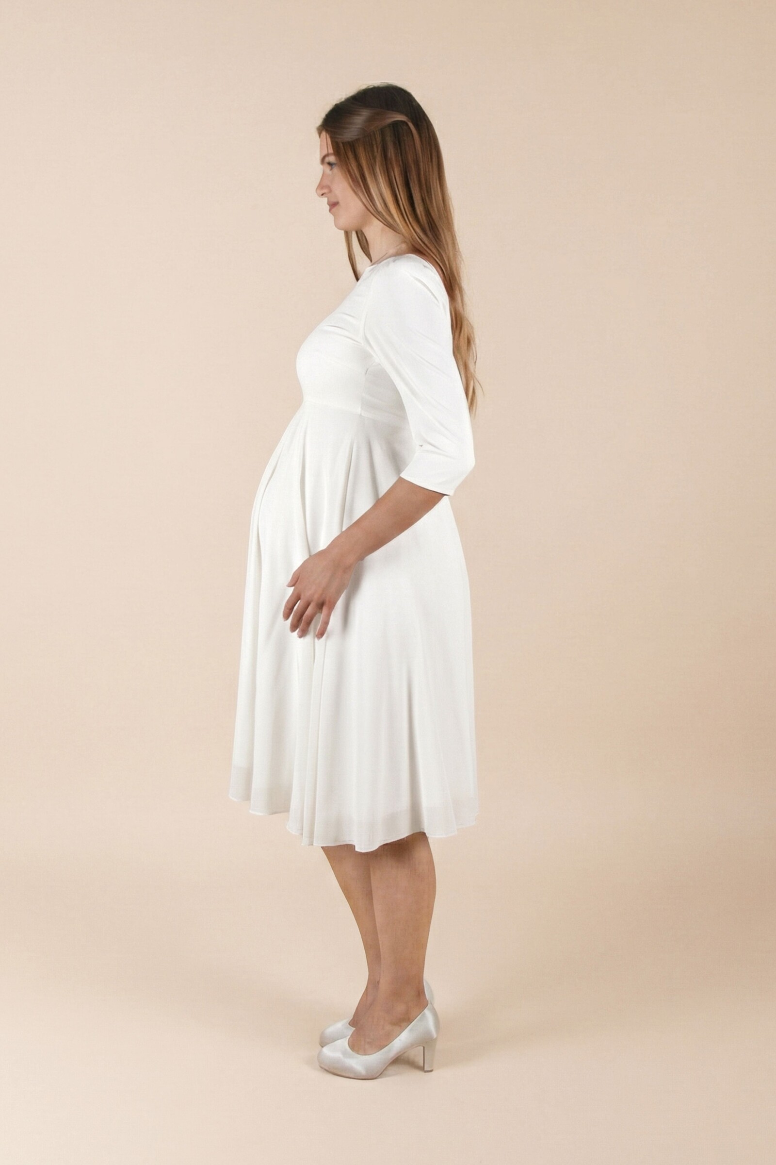 Umstandshochzeitskleid Beverly kurz – Ivory – Las Perlitas Atelier – Las Perlitas Zürich – Ansicht 2