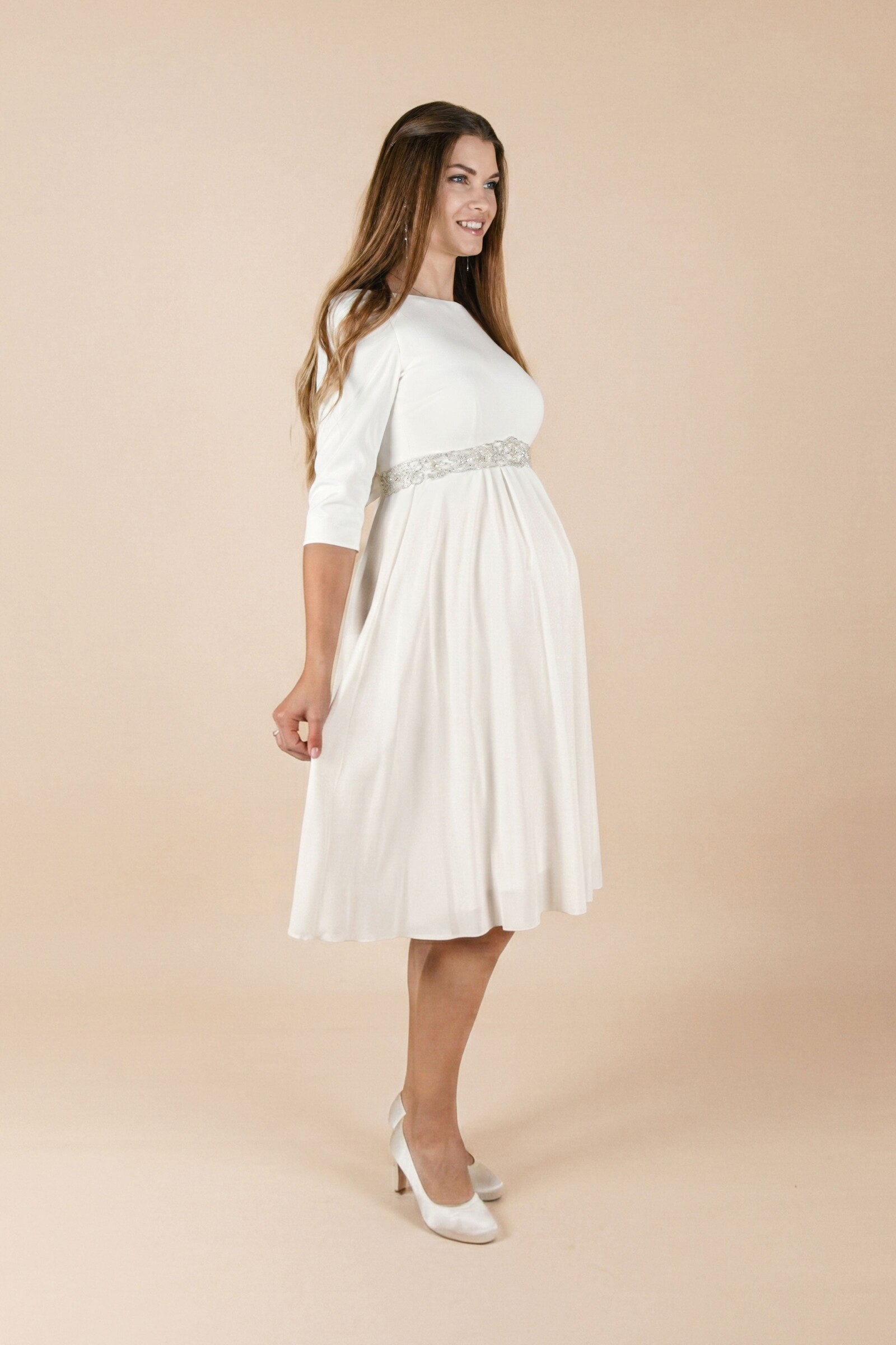 Umstandshochzeitskleid Beverly kurz – Ivory – Las Perlitas Atelier – Las Perlitas Zürich – Ansicht 4