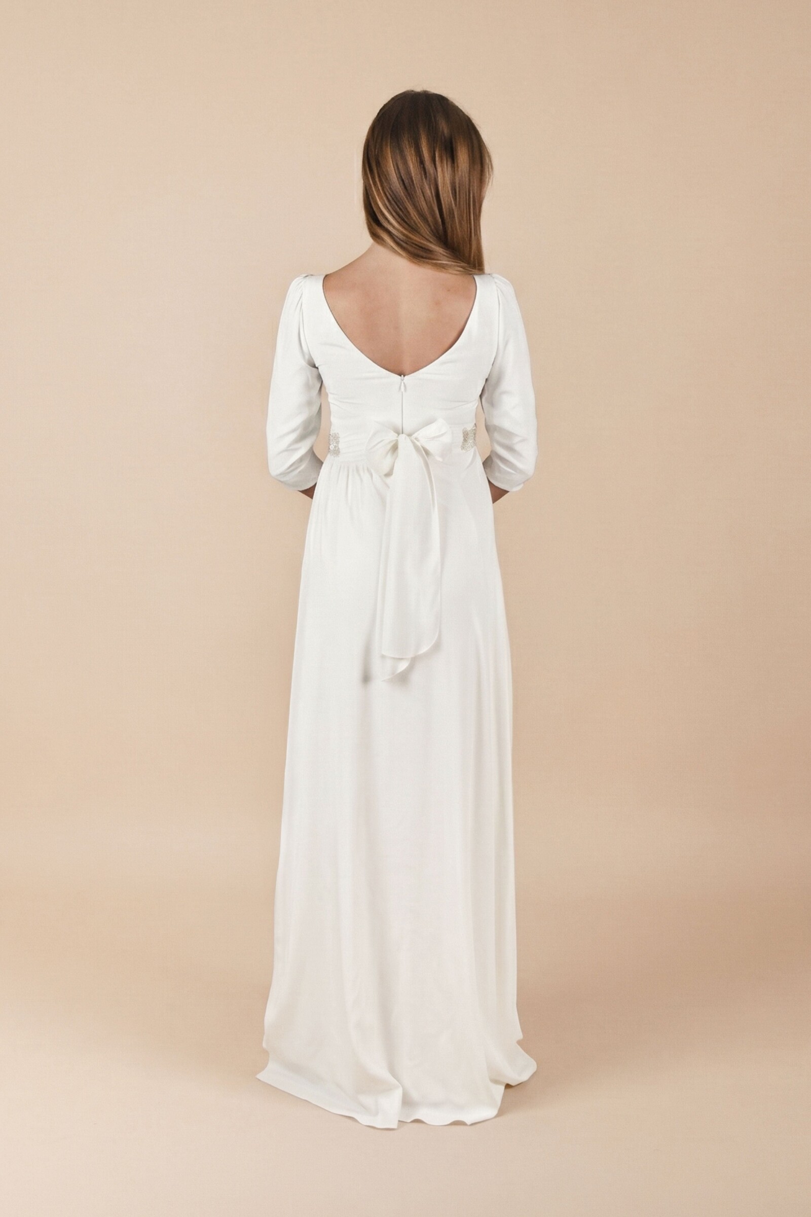 Umstandshochzeitskleid Beverly lang – Ivory