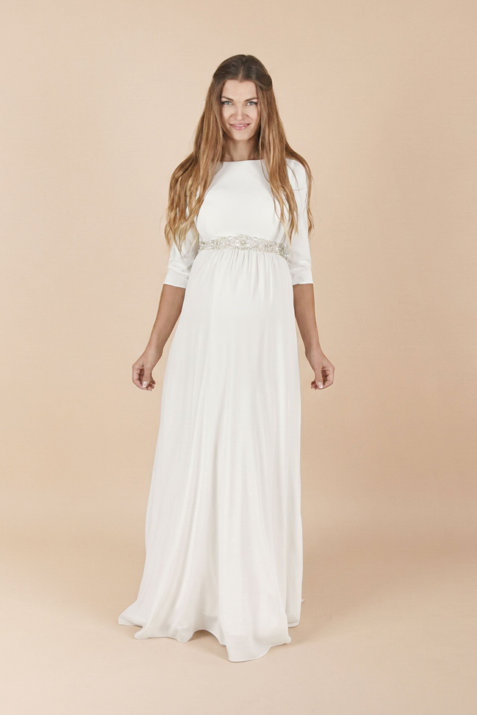 Umstandshochzeitskleid Beverly lang – Ivory