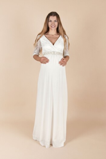 Umstandshochzeitskleid Cecilia lang – Ivory – Las Perlitas Atelier – Las Perlitas Zürich – Ansicht 2