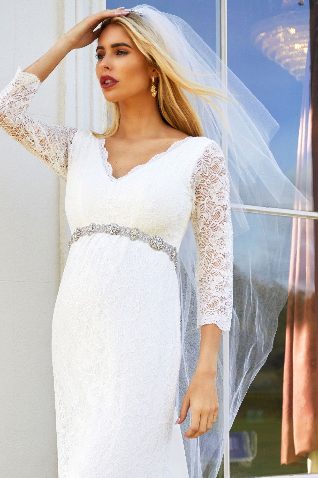 umstands-hochzeitskleid-chloe-lang-weiss-zuerich-02 Umstandshochzeitskleid Chloe lang – Ivory – Las Perlitas Atelier – Las Perlitas Zürich – Ansicht 2