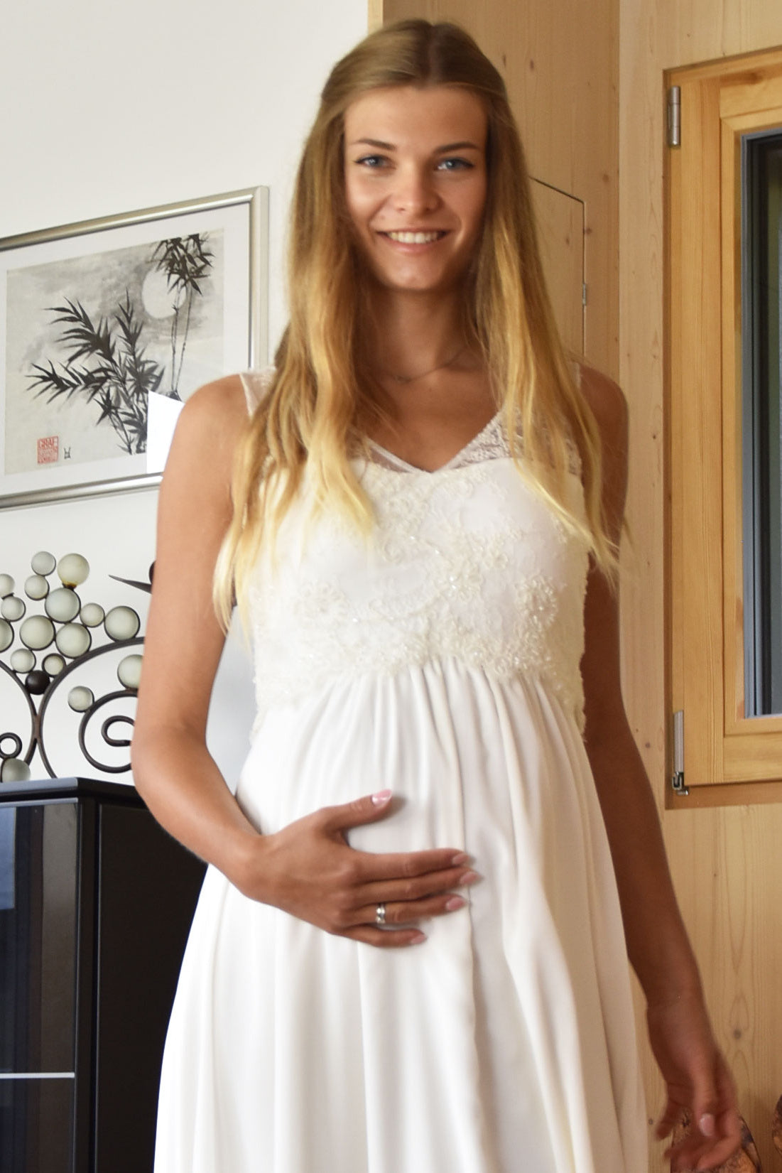 umstands-hochzeitskleid-gabriela-kurz-elfenbein-zuerich-01 Umstandshochzeitskleid Gabriela kurz – Ivory – Las Perlitas Atelier – Las Perlitas Zürich