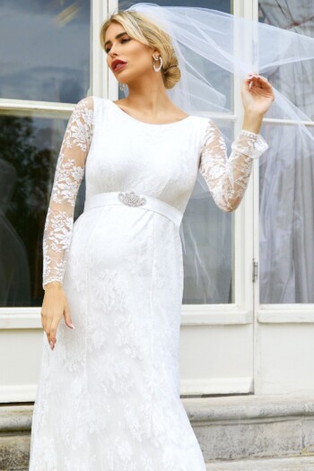 umstands-hochzeitskleid-helena-weiss-zuerich-04 Umstandshochzeitskleid Helena – Ivory – Las Perlitas Atelier – Las Perlitas Zürich – Ansicht 4