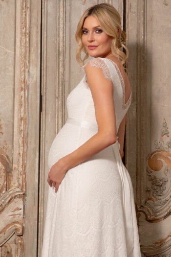 umstands-hochzeitskleid-kristin-lang-weiss-zuerich-02 Umstandshochzeitskleid Kristin lang – Ivory – Las Perlitas Atelier – Las Perlitas Zürich – Ansicht 2