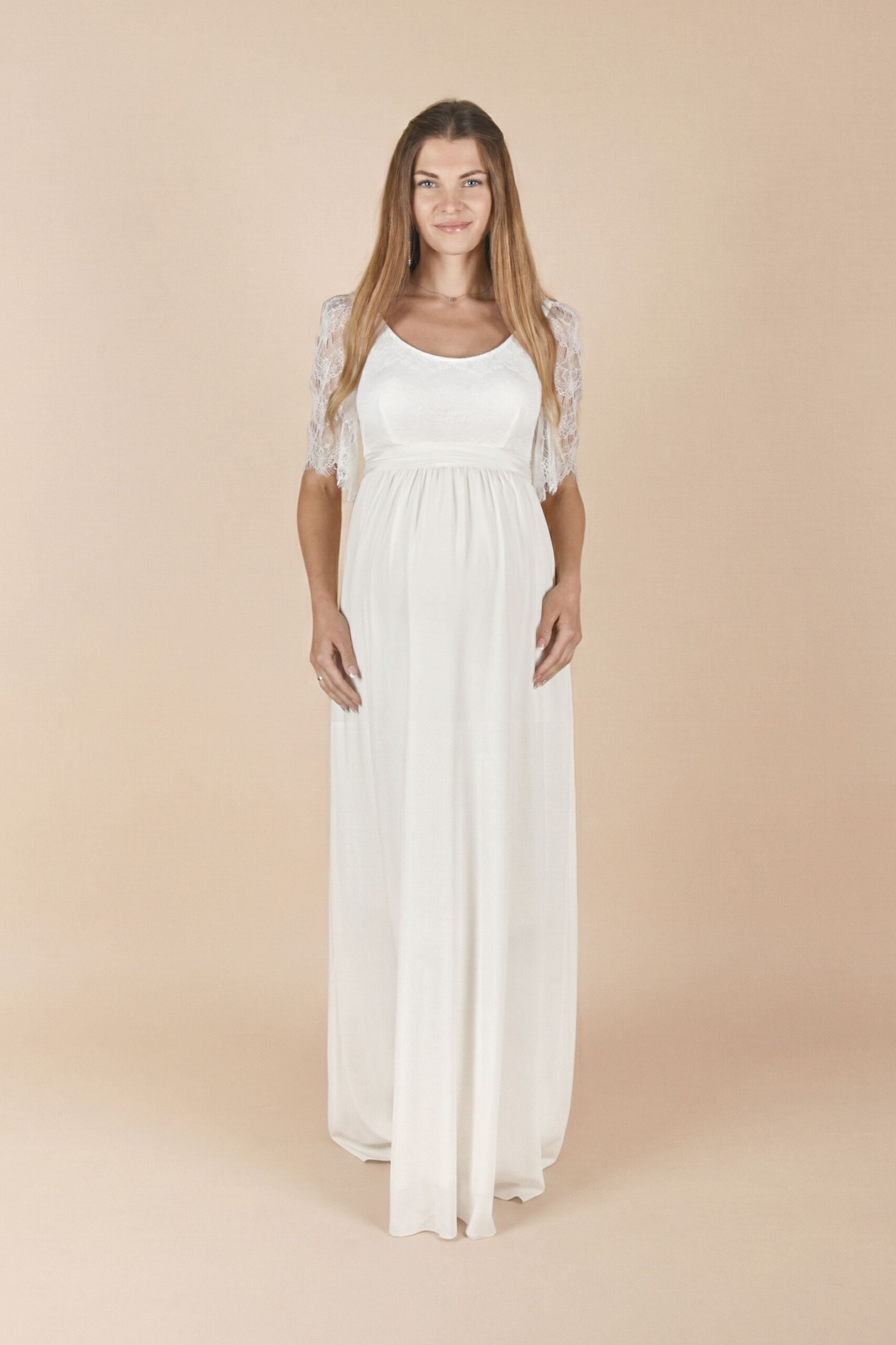 Umstandshochzeitskleid Lorena lang – Ivory – Las Perlitas Atelier – Las Perlitas Zürich