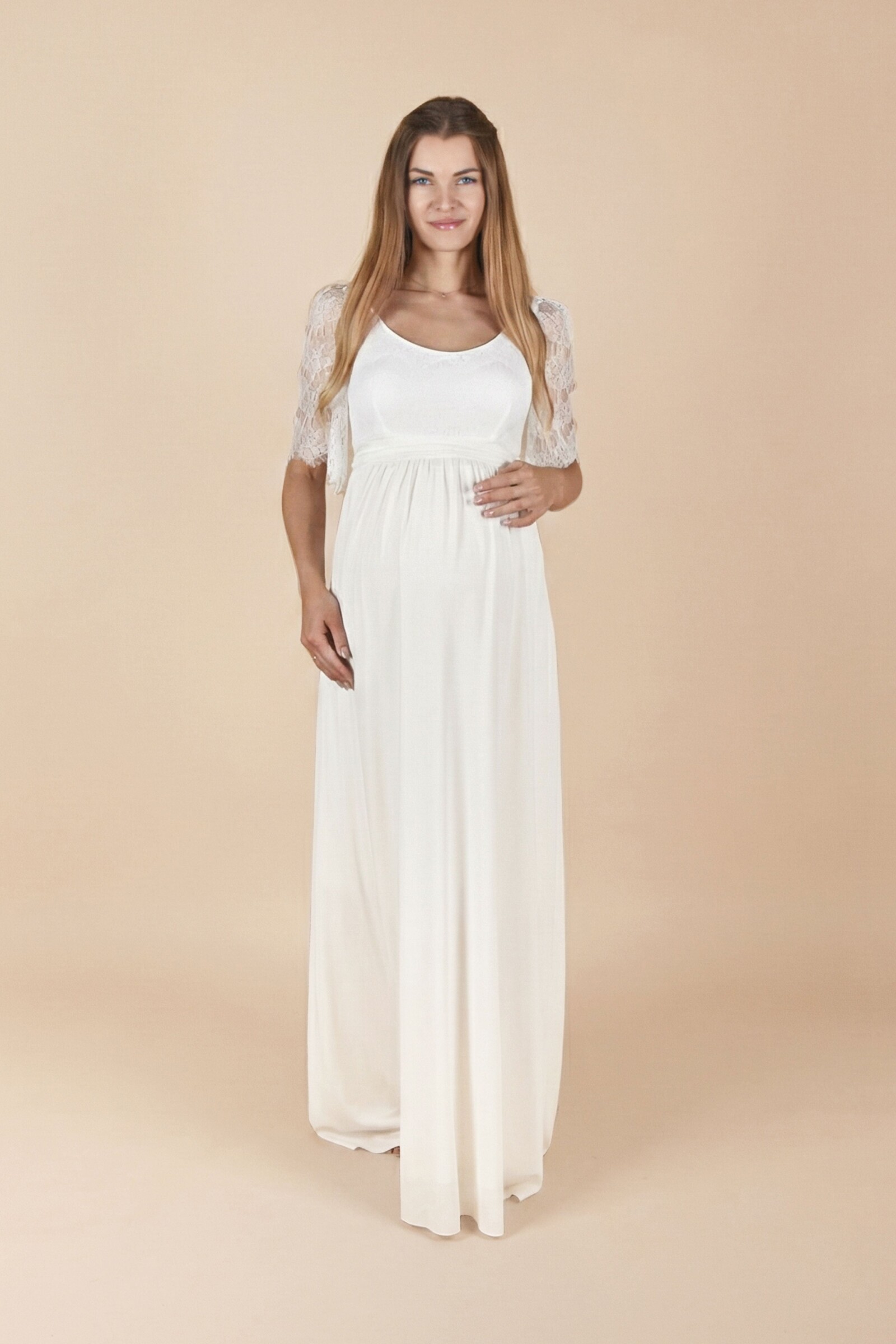 umstands-hochzeitskleid-lorena-lang-elfenbein-zuerich-02 Umstandshochzeitskleid Lorena lang – Ivory – Las Perlitas Atelier – Las Perlitas Zürich – Ansicht 2