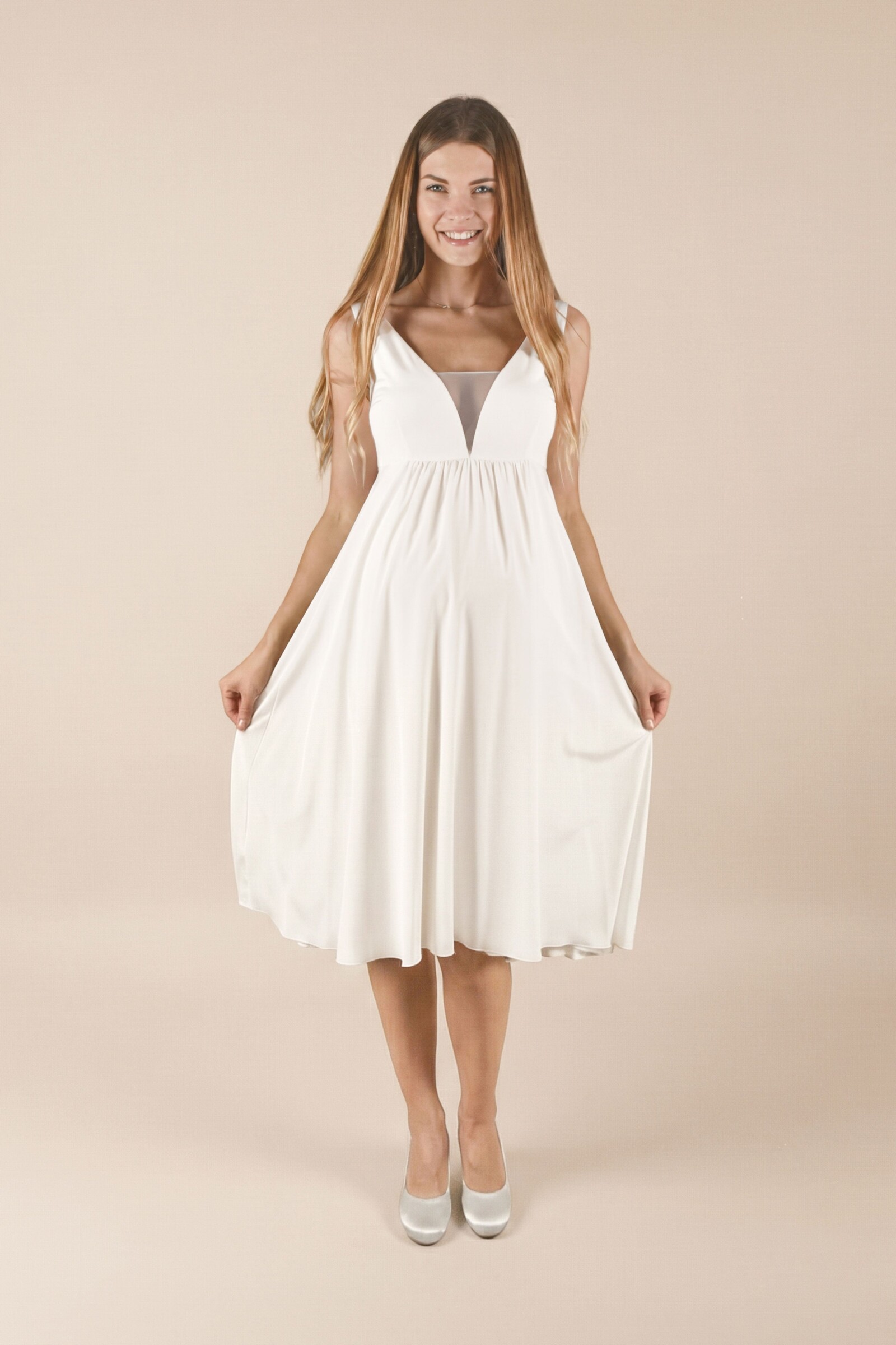 umstands-hochzeitskleid-mia-kurz-elfenbein-zuerich-02 Umstandshochzeitskleid Mia kurz – Ivory – Las Perlitas Atelier – Las Perlitas Zürich – Ansicht 2