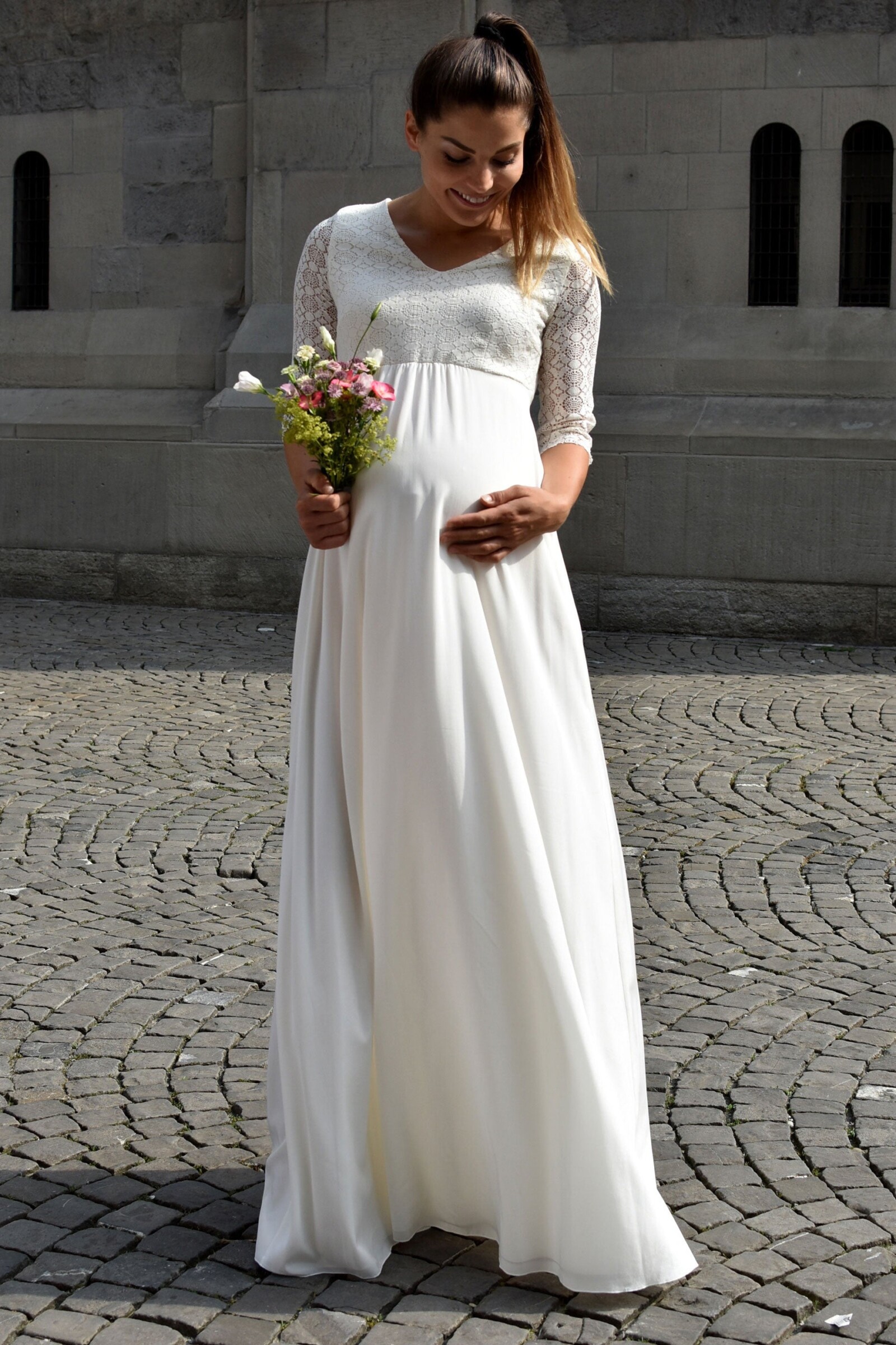 umstands-hochzeitskleid-victoria-lang-elfenbein-zuerich-05 Umstandshochzeitskleid Victoria lang – Ivory – Las Perlitas Atelier – Las Perlitas Zürich – Ansicht 5