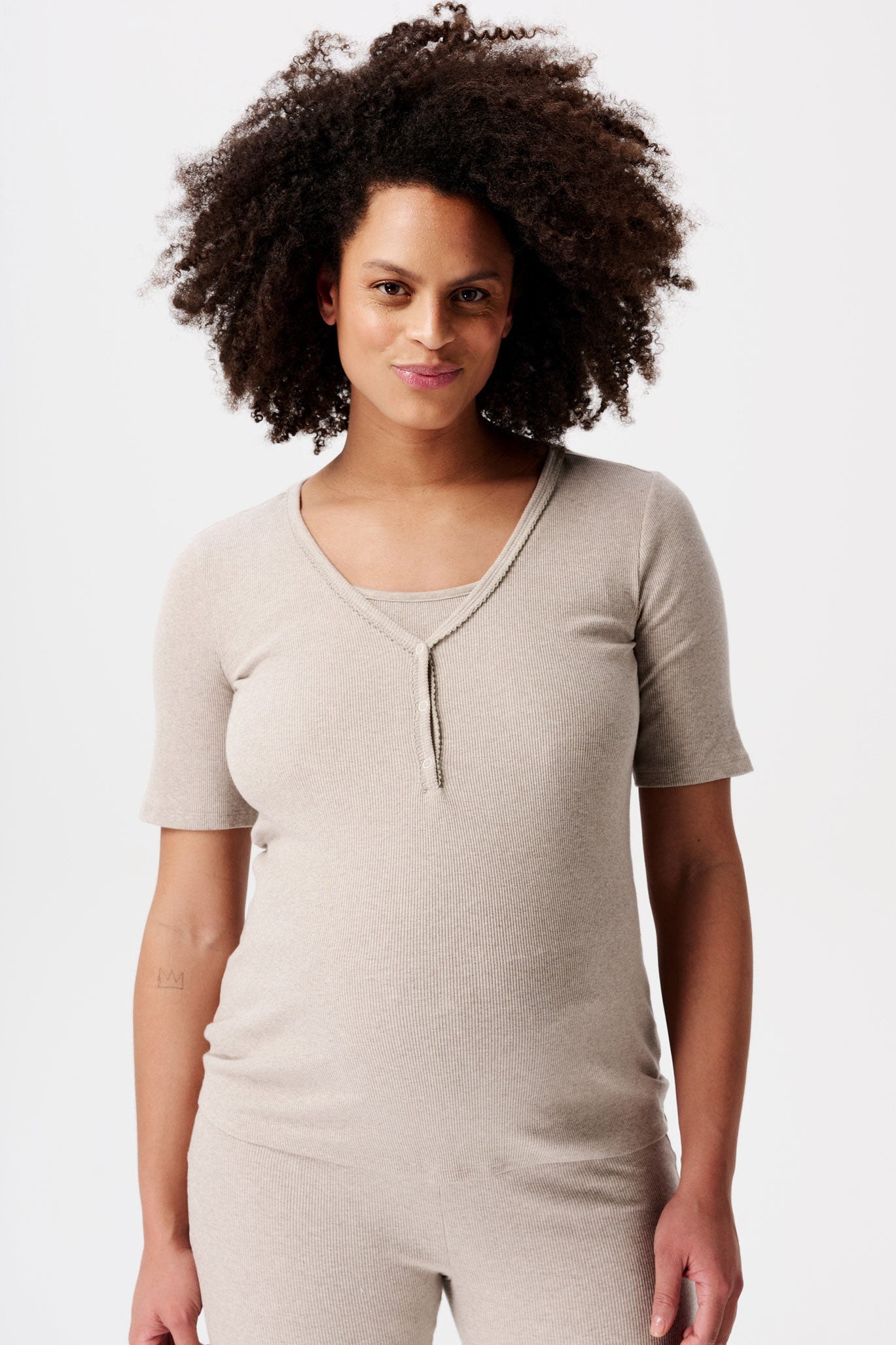 Still-/Umstands-Pyjamatop Renate – Beige – Las Perlitas Zürich