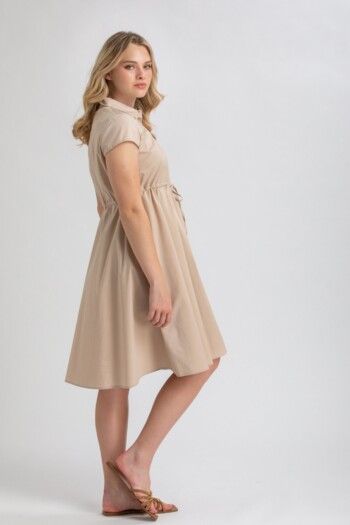 umstandskleid-viola-beige-zuerich-03 Schwangerschaftskleid Viola – Nude – Las Perlitas Zürich – Ansicht 3