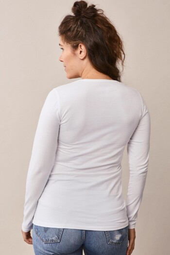 umstandsoberteil-langarm-weiss-zuerich-02 Still-Shirt Essential langarm – Weiss – Las Perlitas Zürich – Ansicht 2