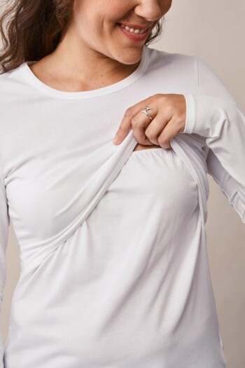 umstandsoberteil-langarm-weiss-zuerich-03 Still-Shirt Essential langarm – Weiss – Las Perlitas Zürich – Ansicht 3
